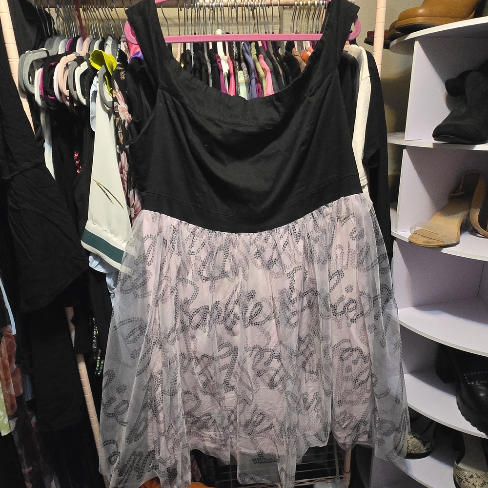 Torrid Barbie Black and Pink Lace Dress
